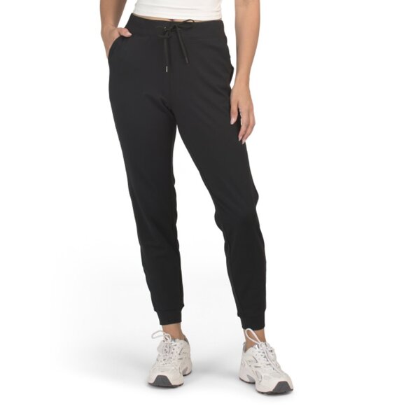 YOGALICIOUS Black Interlock Sport Joggers With Side Pockets - Picture 1 of 2